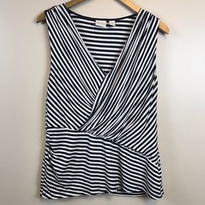 Chico’s Size 2 Rayon Striped Sleeveless Tunic Top